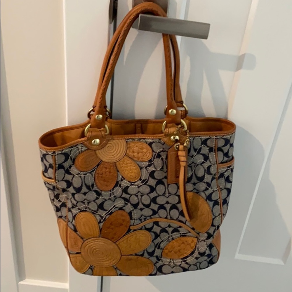 Coach blue tan large bag!